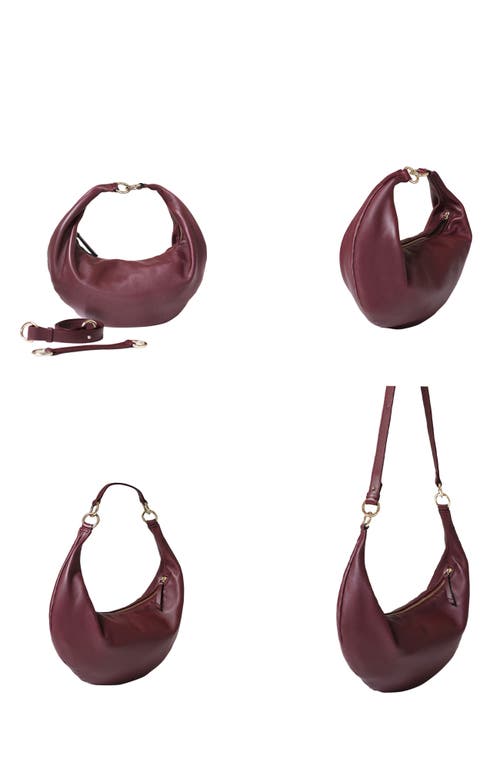 Shop Hyer Goods Leather Convertible Hobo Ring Bag In Burgundy