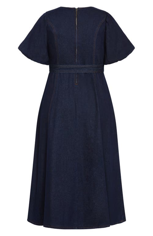 Shop City Chic Delilah Flutter Sleeve Denim Midi Dress In Dark Denim