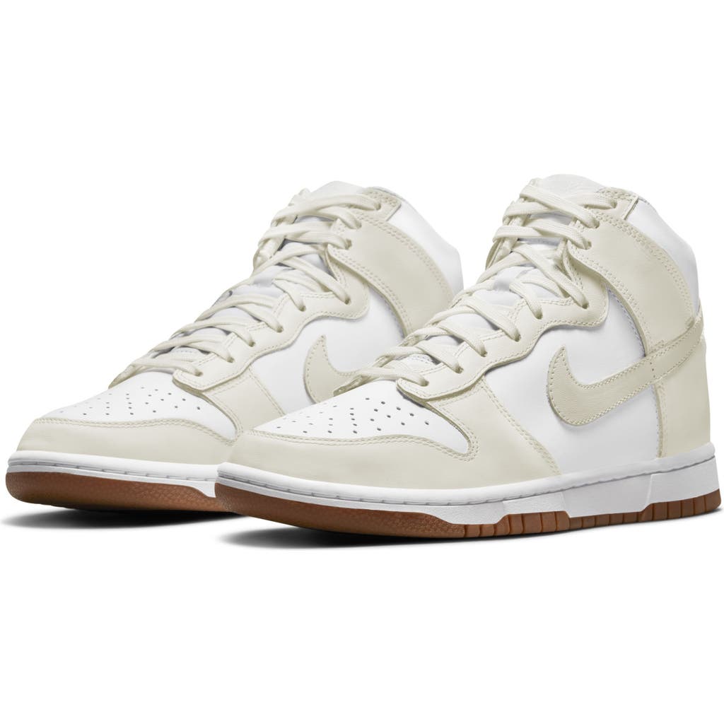 Nike Dunk High Basketball Sneaker In White/sail/gum Med Brown