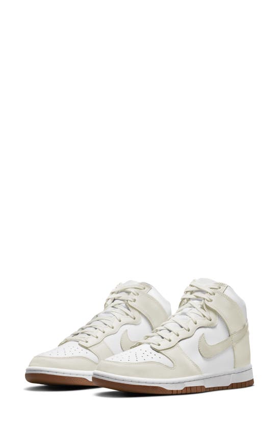 Nike Dunk High Basketball Sneaker In White/ Sail/ Gum Med Brown