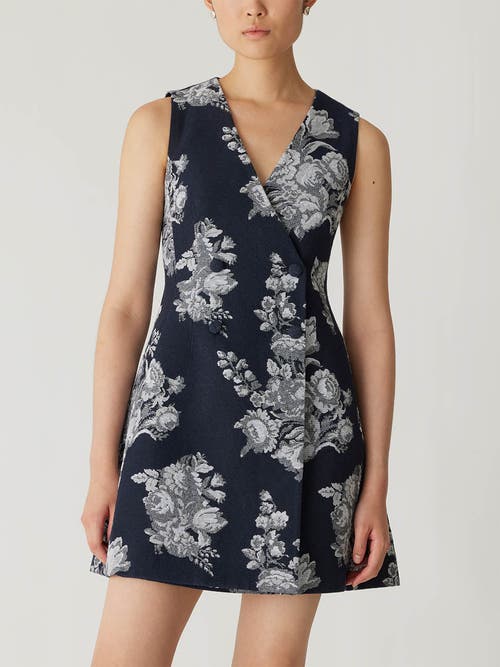 Shop Rebecca Taylor Venice Toile Jacquard Double Breasted Mini Dress In Indigo Combo