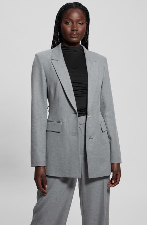 Guess Doris Rhinestone Button Blazer In Cloudy Grey Heather