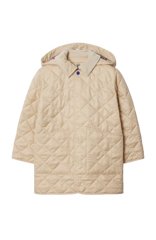 Burberry Childrens Quilted Coat In Pale Stone