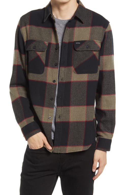 Bowery Slim Fit Plaid Flannel Button-Up Shirt in Grey Check