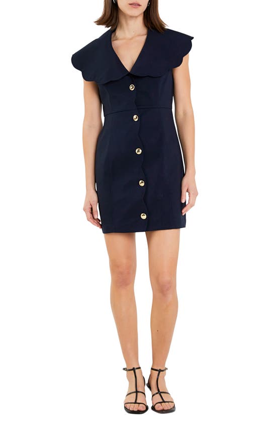 English Factory Scalloped Minidress In Navy