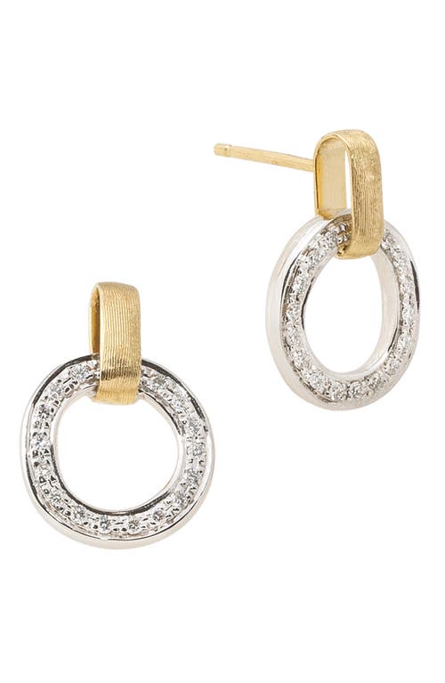 Marco Bicego 18k Yellow & White Gold Jaipur Link Diamond Flat Link Stud Earrings In Yellow Gold