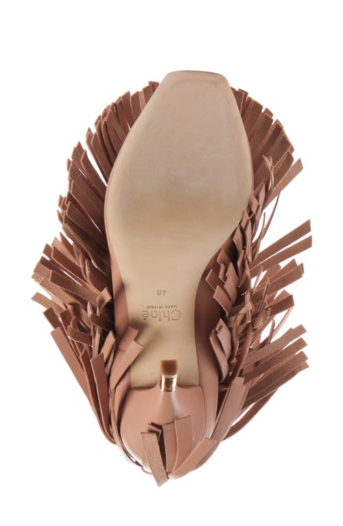 Shop Chloé Mona Fringe Pump In Tan Rose