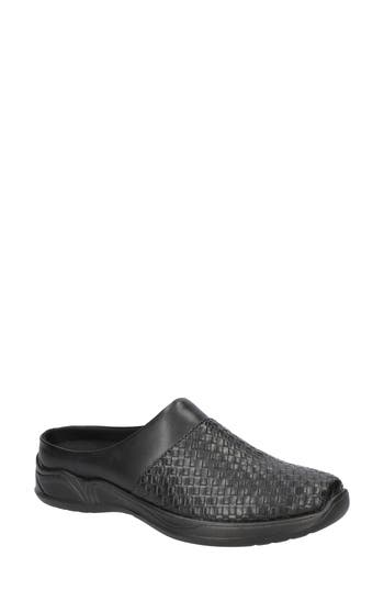 Easy Street Women's Janalee Comfort Mules Flats In Black Woven Embossed