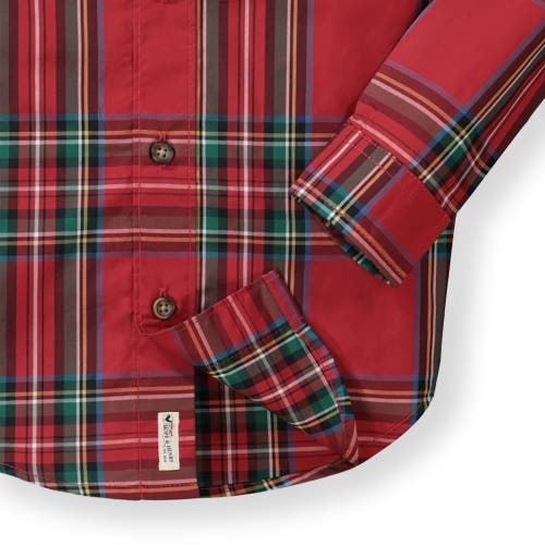 Hope & Henry Baby Boys' Poplin Button Down Shirt, Infant In Red Holiday Tartan