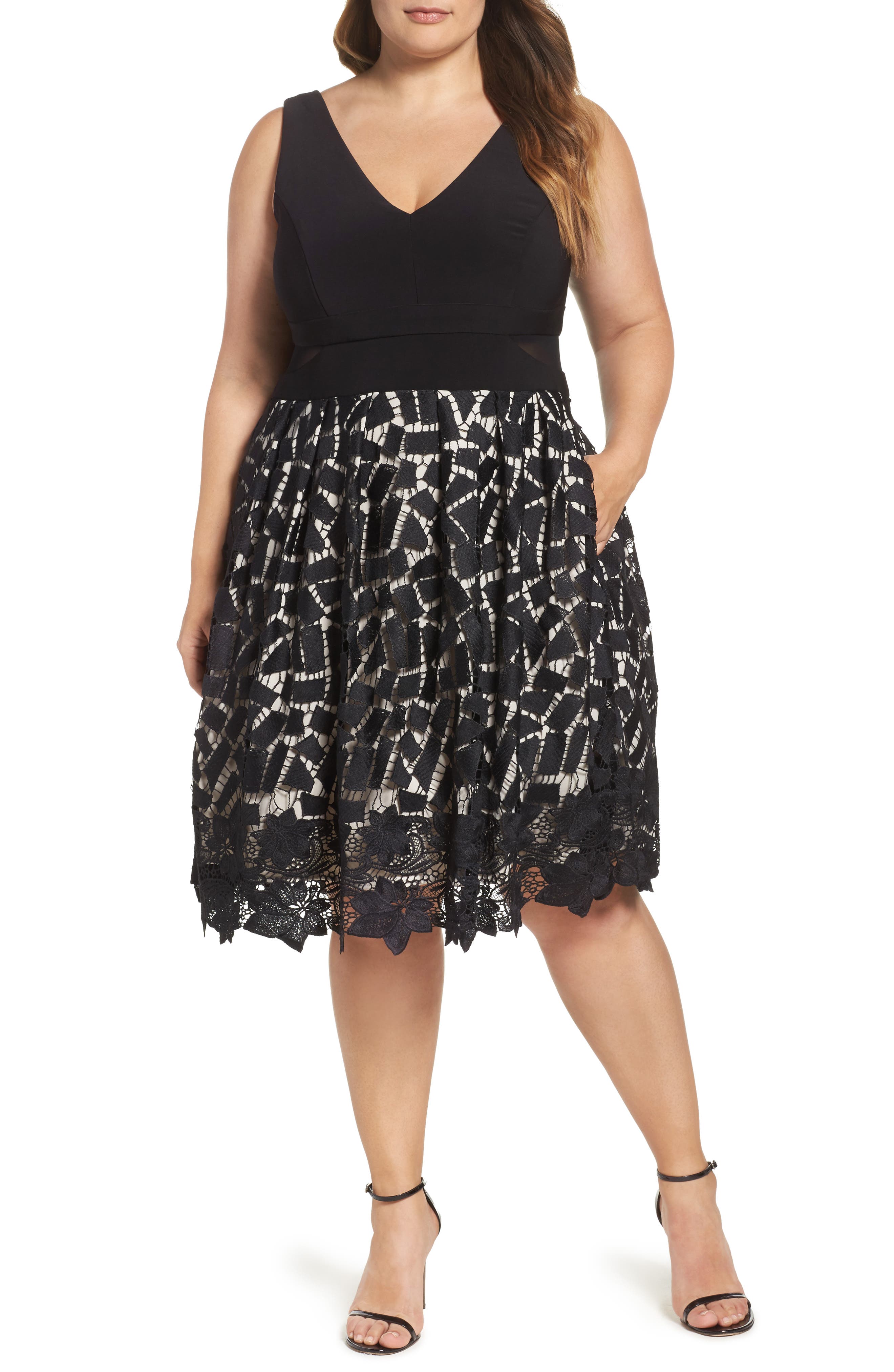 Xscape Lace & Jersey Dress (Plus Size) Nordstrom