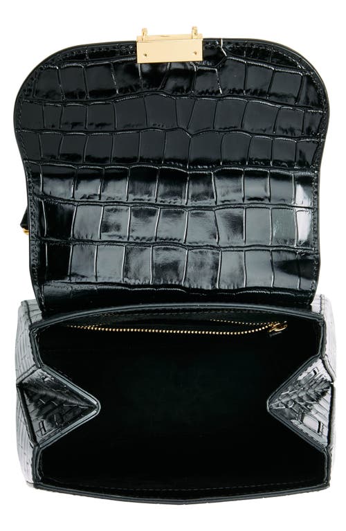 Veronica Beard Crest Croc Embossed Leather Top Handle Bag In Black
