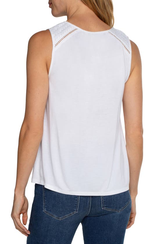 Shop Liverpool Los Angeles Embroidered Sleeveless Top In White W/ White Embroidery