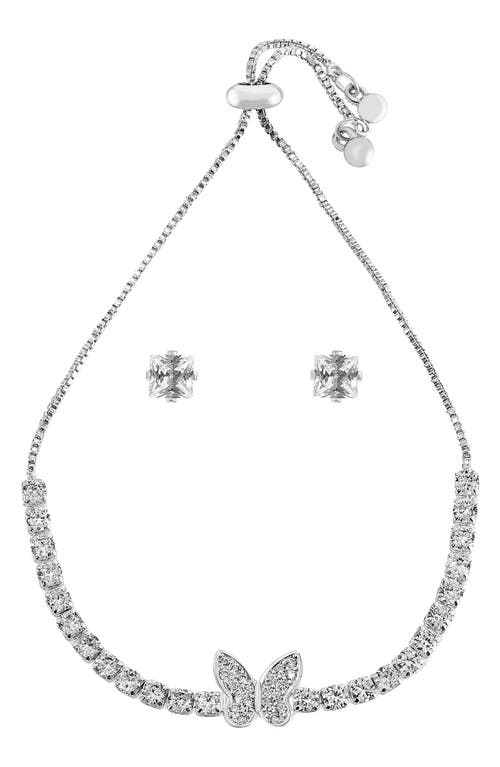 Shop Danecraft Cz Tennis Bracelet & Earrings Set In Silver