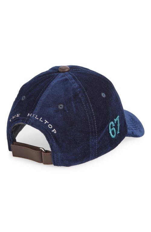 Shop Wales Bonner Original Monogram Velvet Adjustable Baseball Cap In Navy