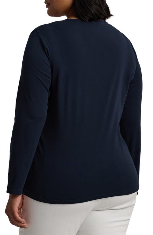 Shop Lauren Ralph Lauren Long Sleeve Stretch Cotton Tee In Lauren Navy