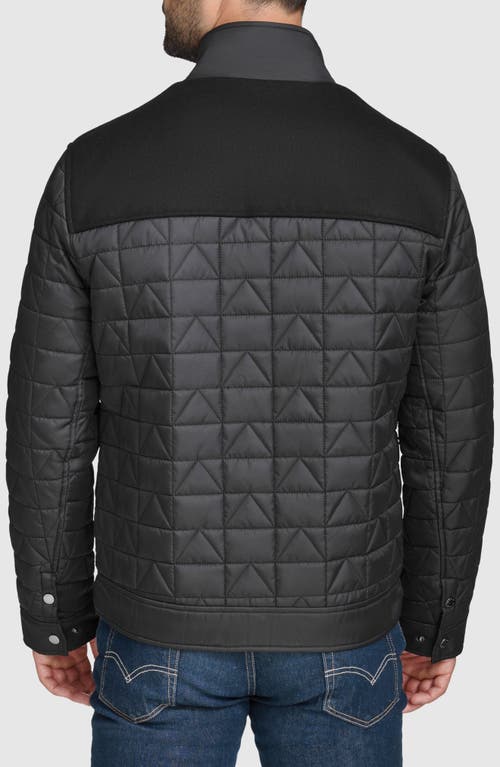 Cole Haan Box Triangle Quilted Wool-blend Jacket In Black