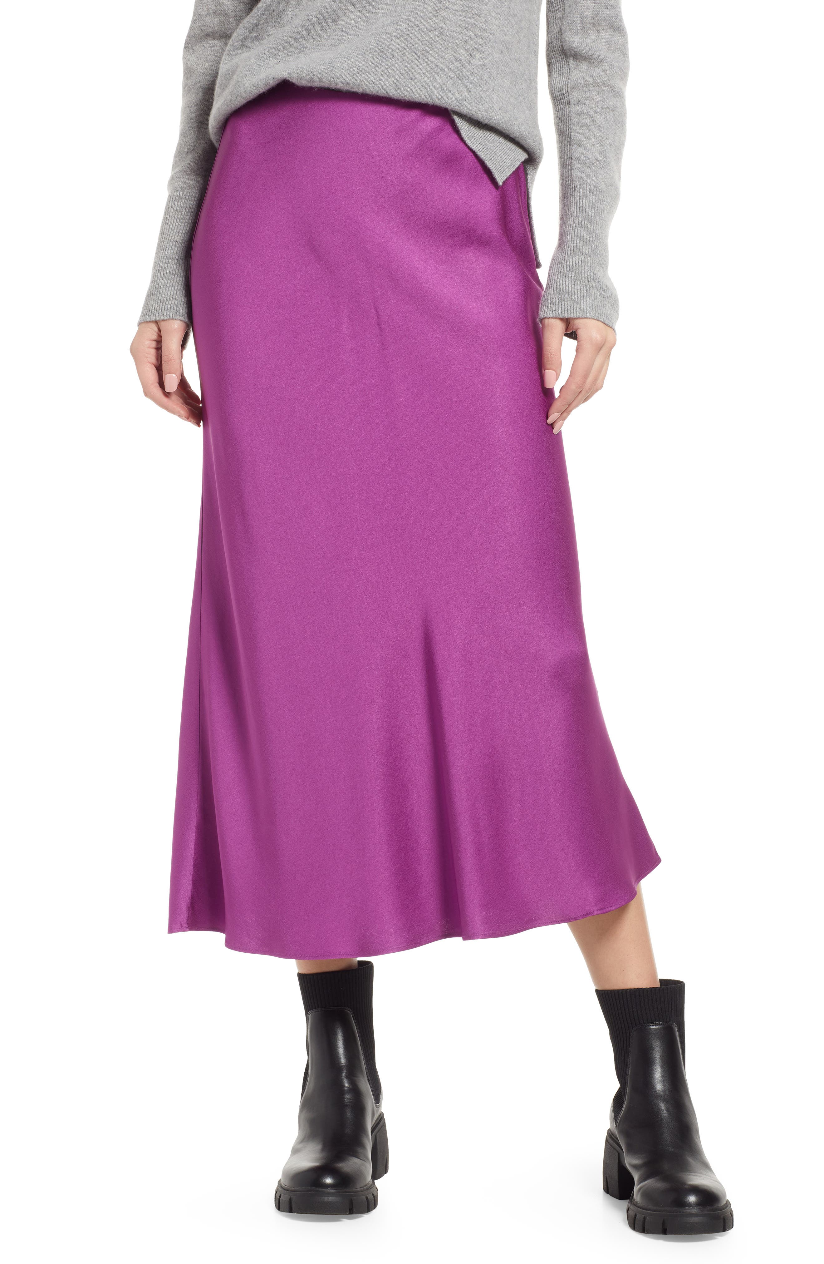 pink long skirt
