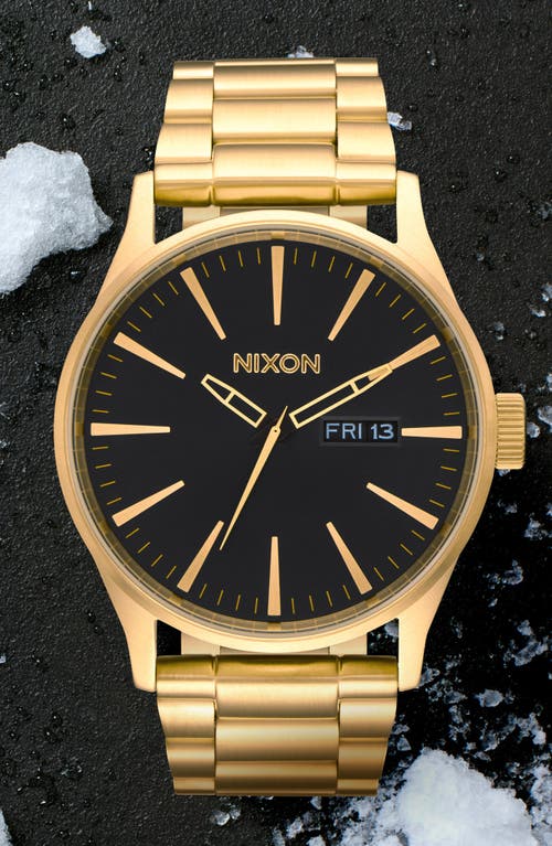 Shop Nixon Sentry Bracelet Watch, 42mm In Gold/black
