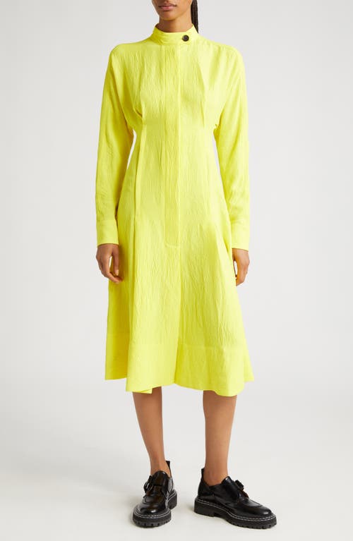 Proenza Schouler Long Sleeve Crushed Matte Satin Shirtdress 700 Yellow at Nordstrom,