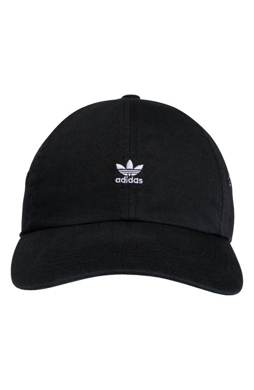 Shop Adidas Originals Mini Trefoil Relaxed Strap Back Hat In Black/white