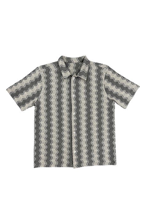 Zigzag Short Sleeve Button-Up Shirt