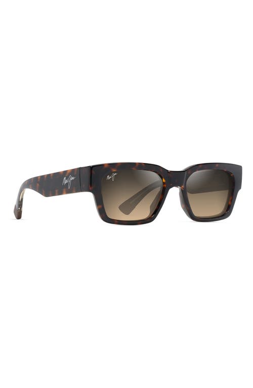 Maui Jim Men's Kenui Nylon Rectangle Sunglasses In Shiny Dark Havana/yellow
