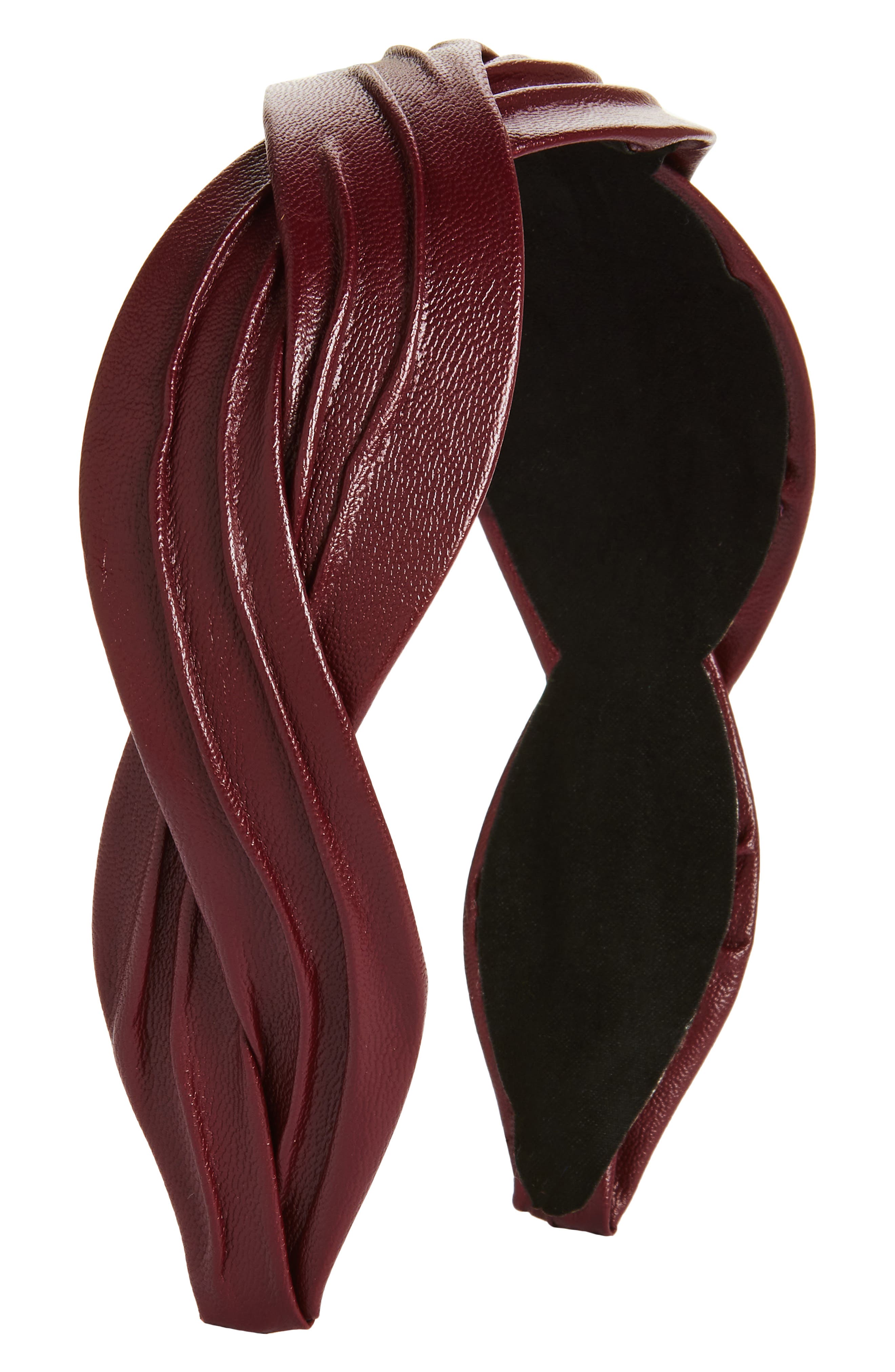 Tasha Braided Faux Leather Headband in Burgundy 