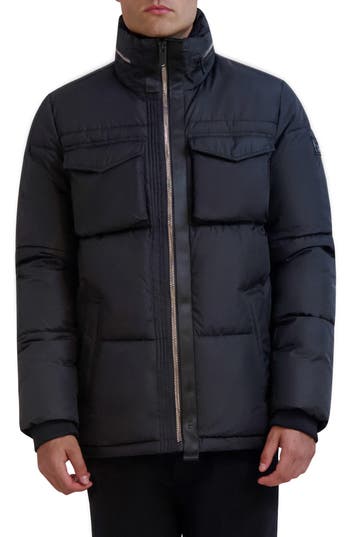 Karl Lagerfeld Paris Channel Quilted Puffer Jacket In Black