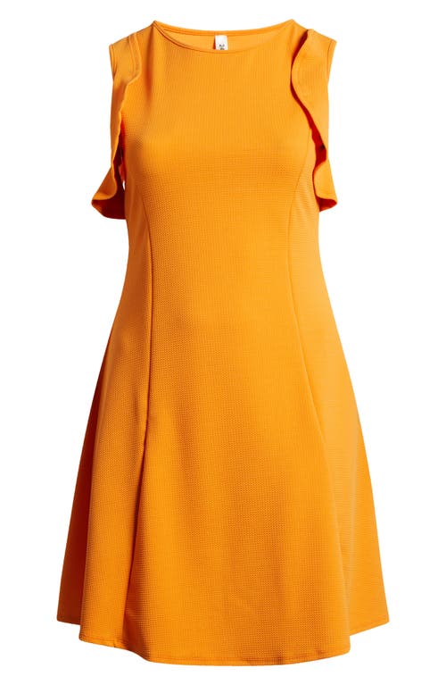 24seven Comfort Apparel Ruffle Cold Shoulder A-line Dress In Peach