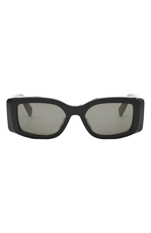 CELINE Triomphe 53mm Rectangular Sunglasses in Shiny Black /Smoke at Nordstrom