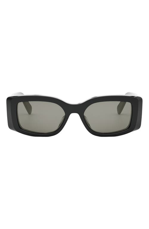 Celine Triomphe Acetate Rectangle Sunglasses In Shiny Black/smoke