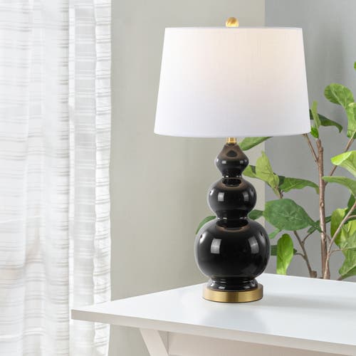 Jonathan Y Bowen Contemporary Transitional Ceramic Gourd Led Table Lamp In Black