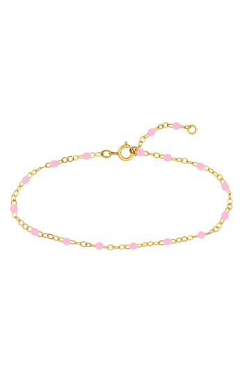 Central Park Enamel Station Chain Anklet In Pink