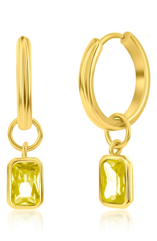 Simona Cubic Zirconia Charm Hoop Earrings In Citrine