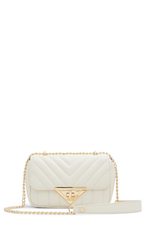 Vaowiaax Quilted Faux Leather Convertible Crossbody Bag in Bone