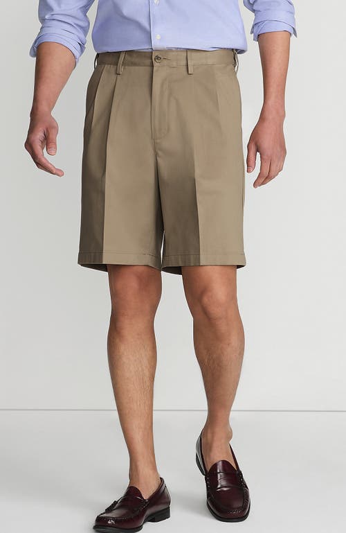 Shop Lands' End Comfort Waist Pleated 9" No Iron Chino Shorts In Khaki