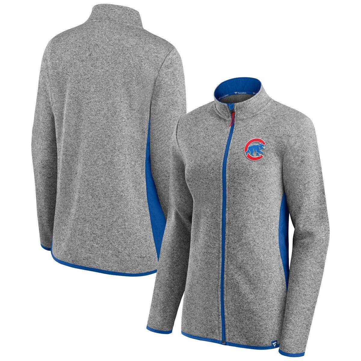 Nordstrom Women Clothing Jackets Fleece Jackets Womens Branded Heathered Charcoal Chicago Cubs Primary Logo Fleece Full-Zip Jacket in Heather Charcoal at Nordstrom 