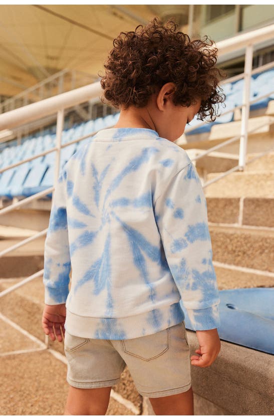 Shop Next Kids' Tie Dye Cotton Crewneck Sweatshirt In Blue