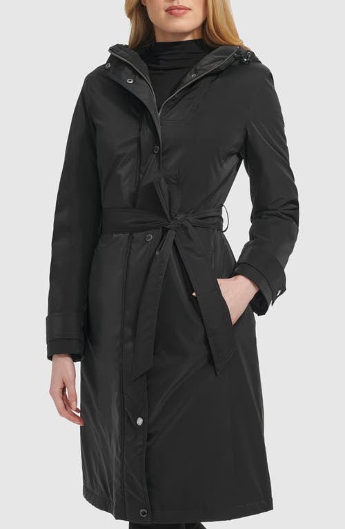 Shop Kenneth Cole New York Sleeker Hooded Raincoat In Black