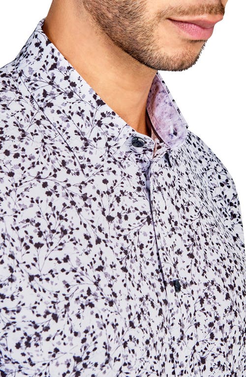 Brooklyn Brigade Mini Floral Recycled 4-way Stretch Performance Long Sleeve Shirt In White