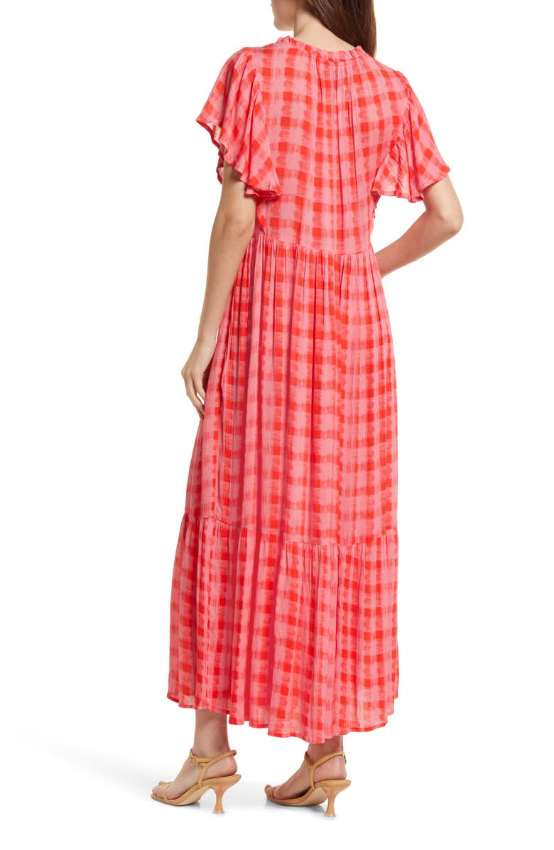 Area Stars Karina Plaid Maxi Dress, Alternate, color, CORAL