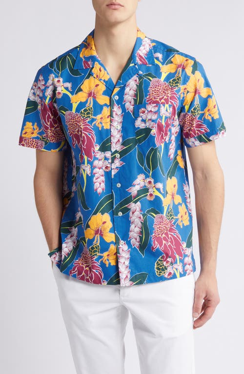 Brooks Brothers Voyage Floral Camp Shirt In Blue Multi