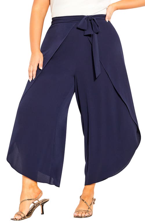 City Chic Breezy Tie Waist Pants in Navy at Nordstrom, Size Xs