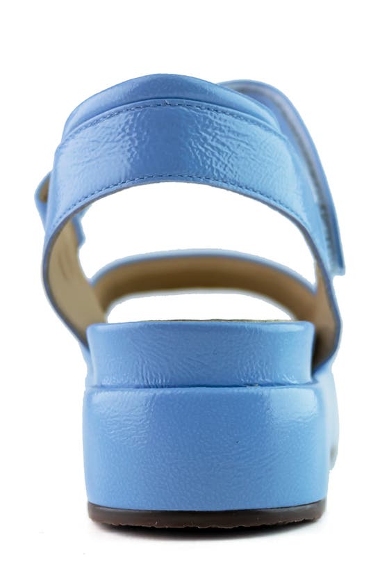 Marc Joseph New York Catherine Lane Ankle Strap Platform Wedge Sandal In Sky Blue Svelte Patent