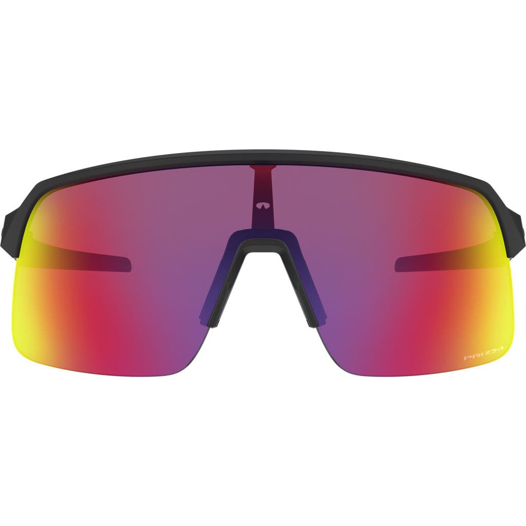 Oakley Sutro Lite 139mm Prizm™ Polarized Semi Rimless Wrap Shield Sunglasses In Matte Black/prizm Road