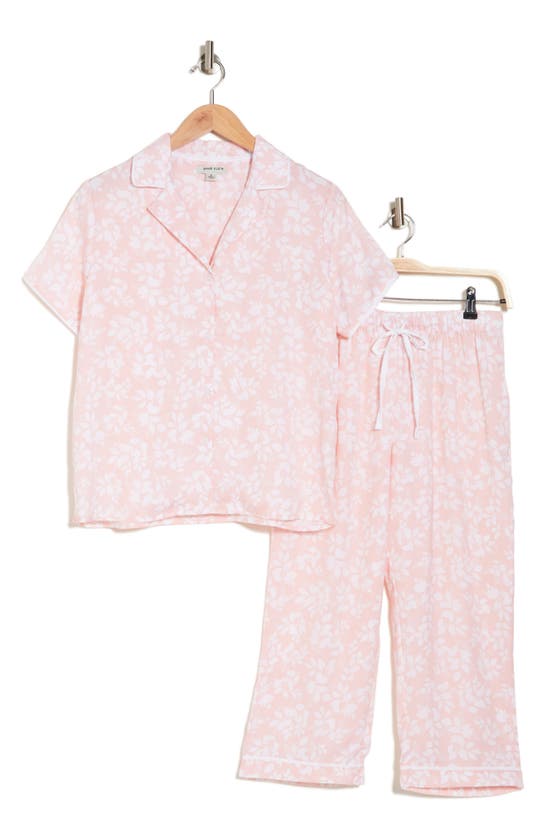Anne Klein Print Capri Pajamas In Pink Floral