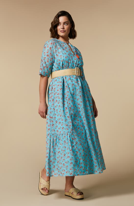 Shop Marina Rinaldi Timor Paisley Cotton Maxi Dress In Turquoise