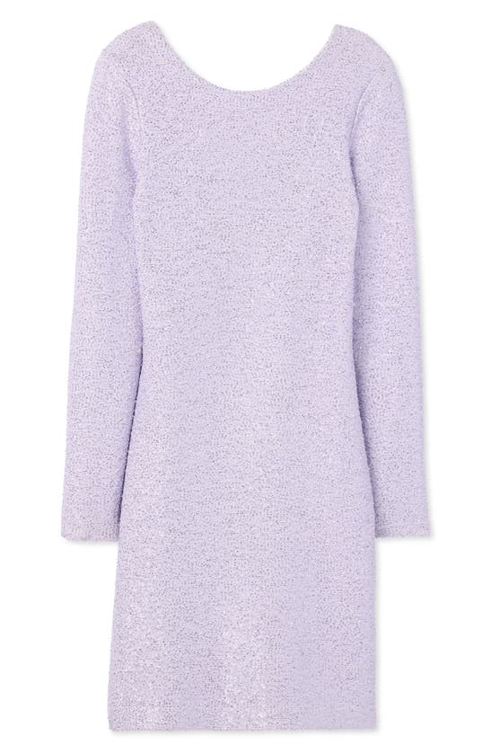 St John Sequin Knit Long Sleeve Dress In Dusty Lavender