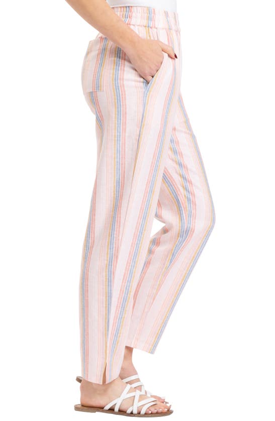 Shop Threads 4 Thought Winnie Stripe Pull-on Ankle Linen Blend Pants In Seaside Stripe