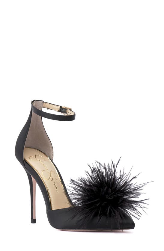 Jessica Simpson Wolistie Pompom Stiletto Sandal In Black